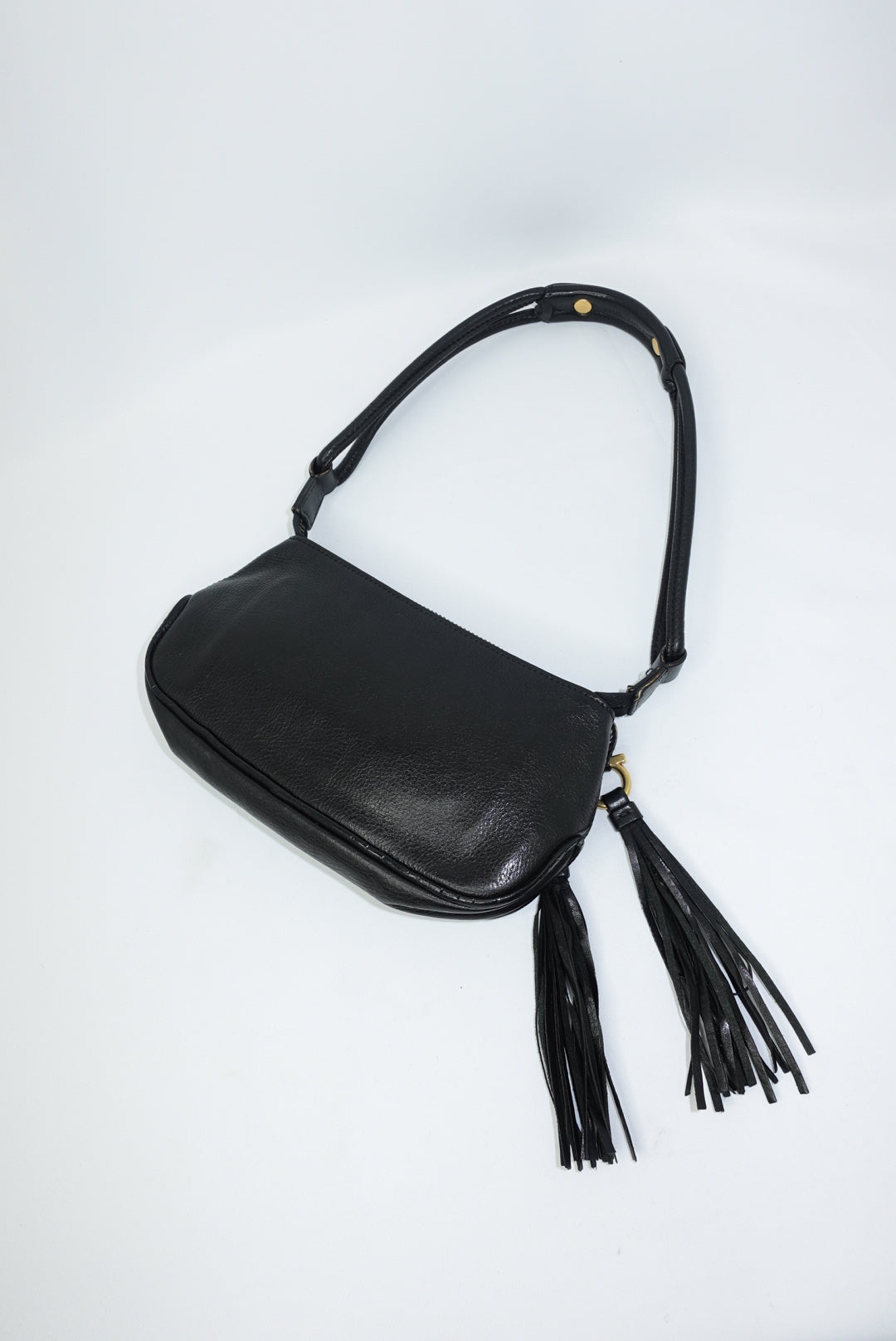 Ferragamo Black Fringe Vintage Shoulder Bag