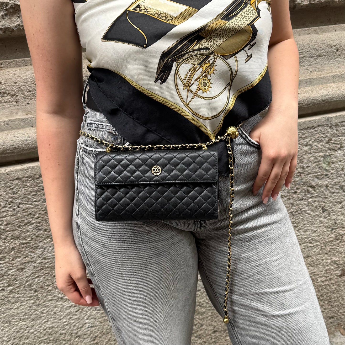 Chanel Black Wallet w/Chain