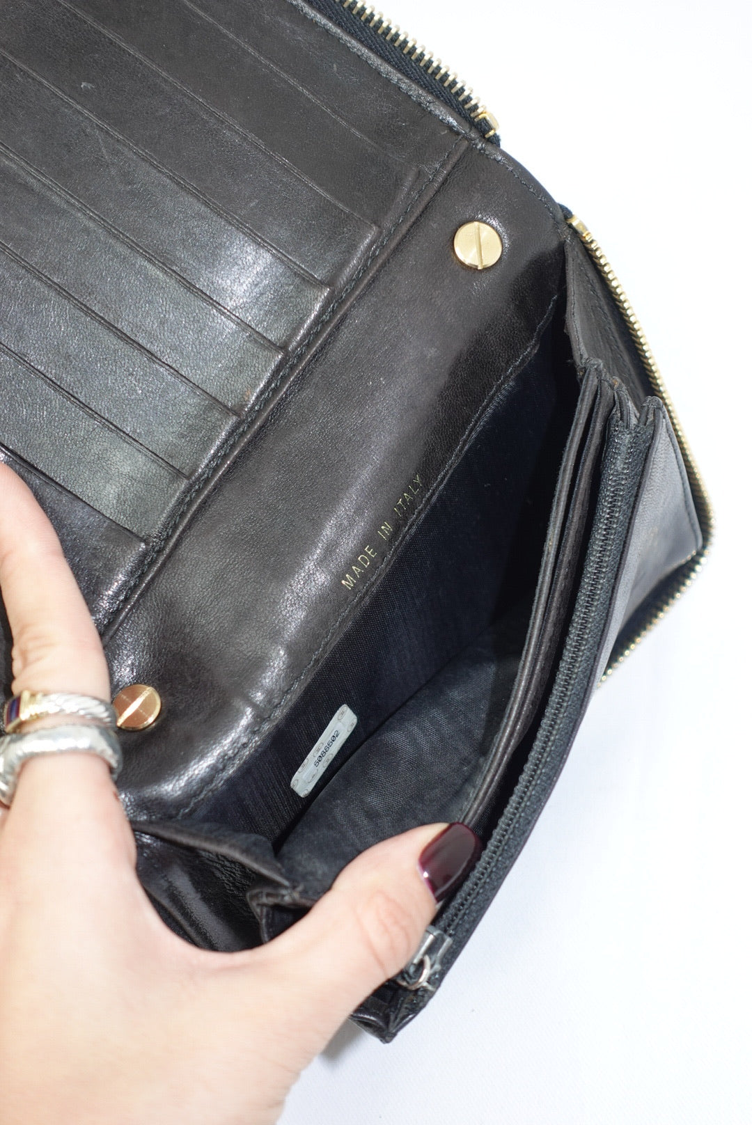 Re-Worked Chanel Black Zip CC Logo Small Vintage Wallet with Chain