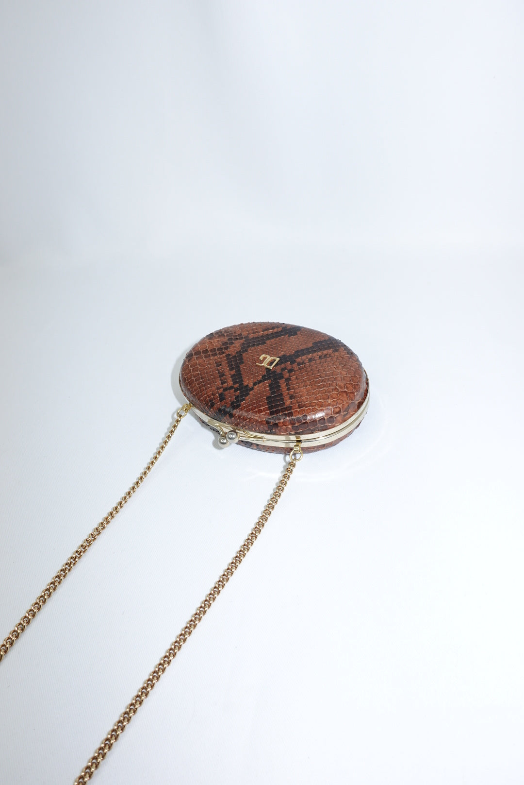 Dolce & Gabbana Snake Print Mini Rusty Brown Crossbody Clutch