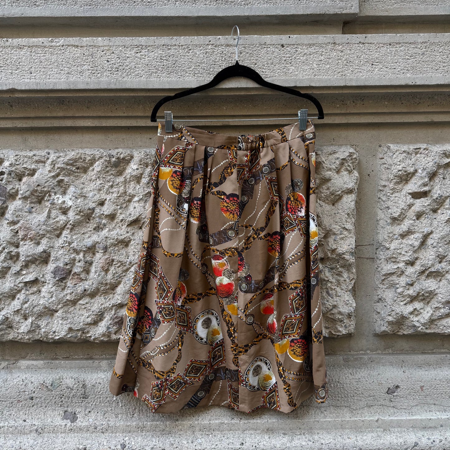 Light Brown Printed Shirt and Skirt Set