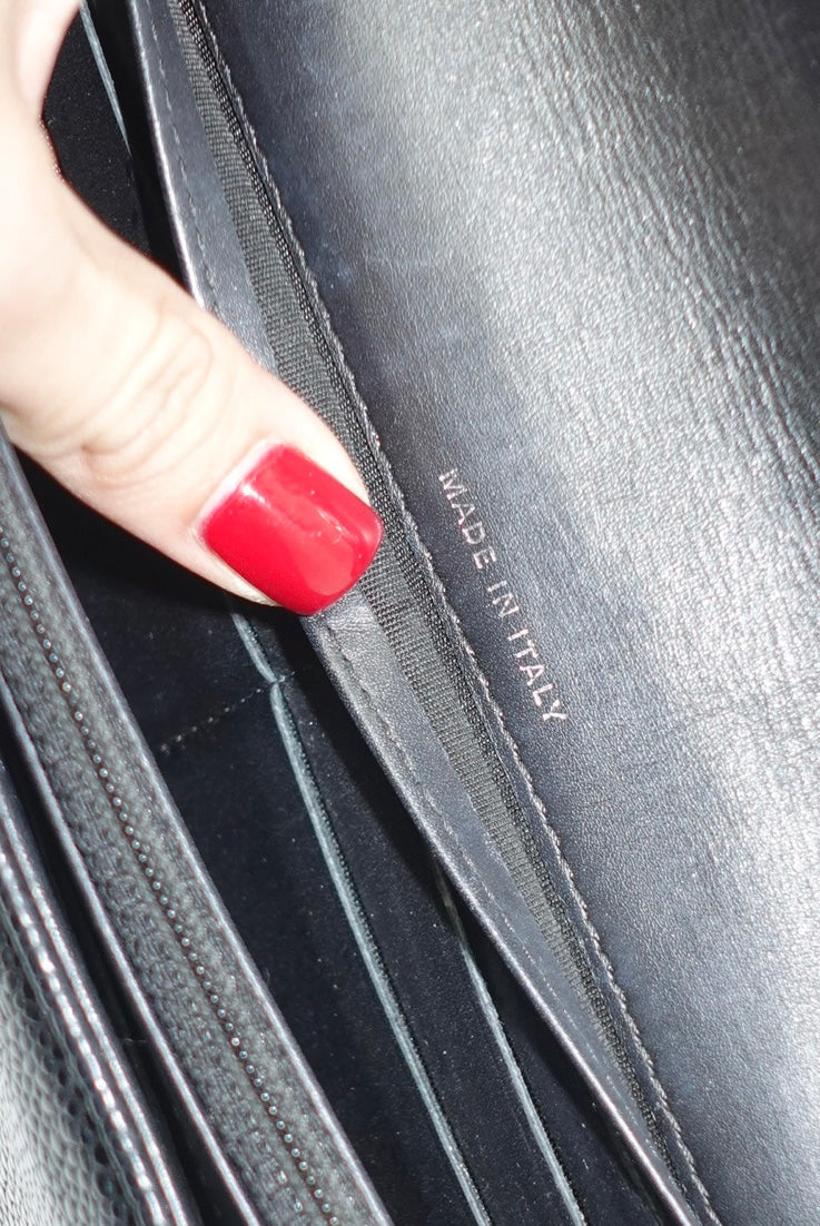 Chanel Re-Worked Flap Long Wallet With Chain Black Embossed CC logo