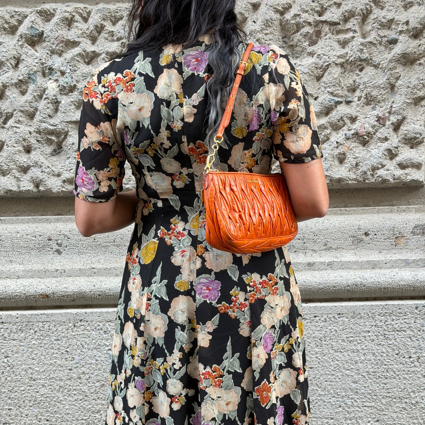 Miu Miu Orange Matelasse Shoulder Bag