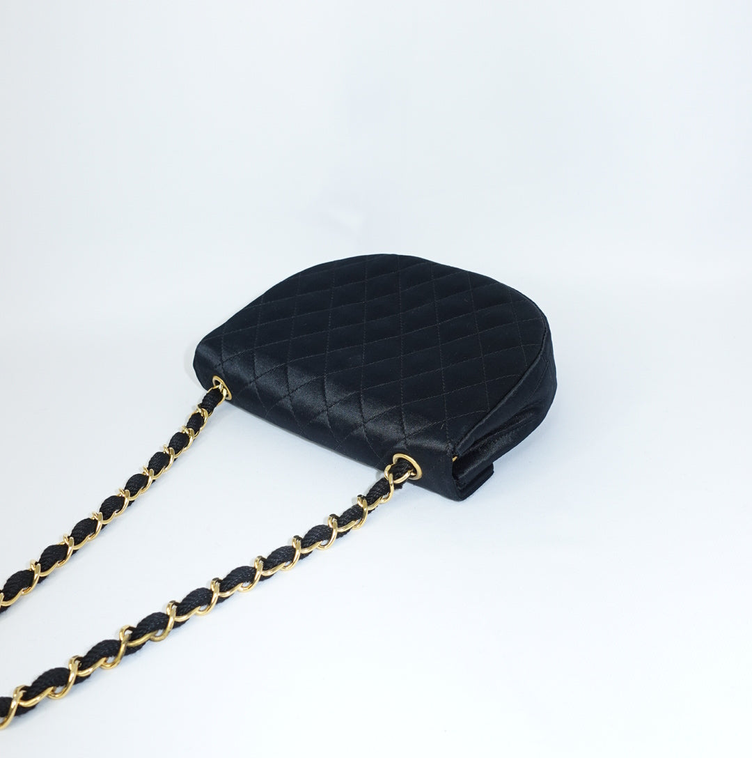 Chanel Vintage Half Moon Satin Vintage Mini Bag
