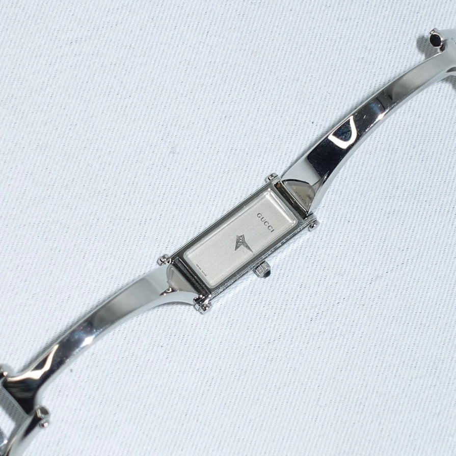 Gucci 1500L Silver-Tone Watch with White Dial | Vintage Gucci Watch 