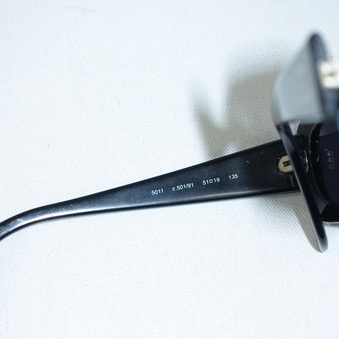 Chanel Black Y2K Sunglasses with Blue lenses