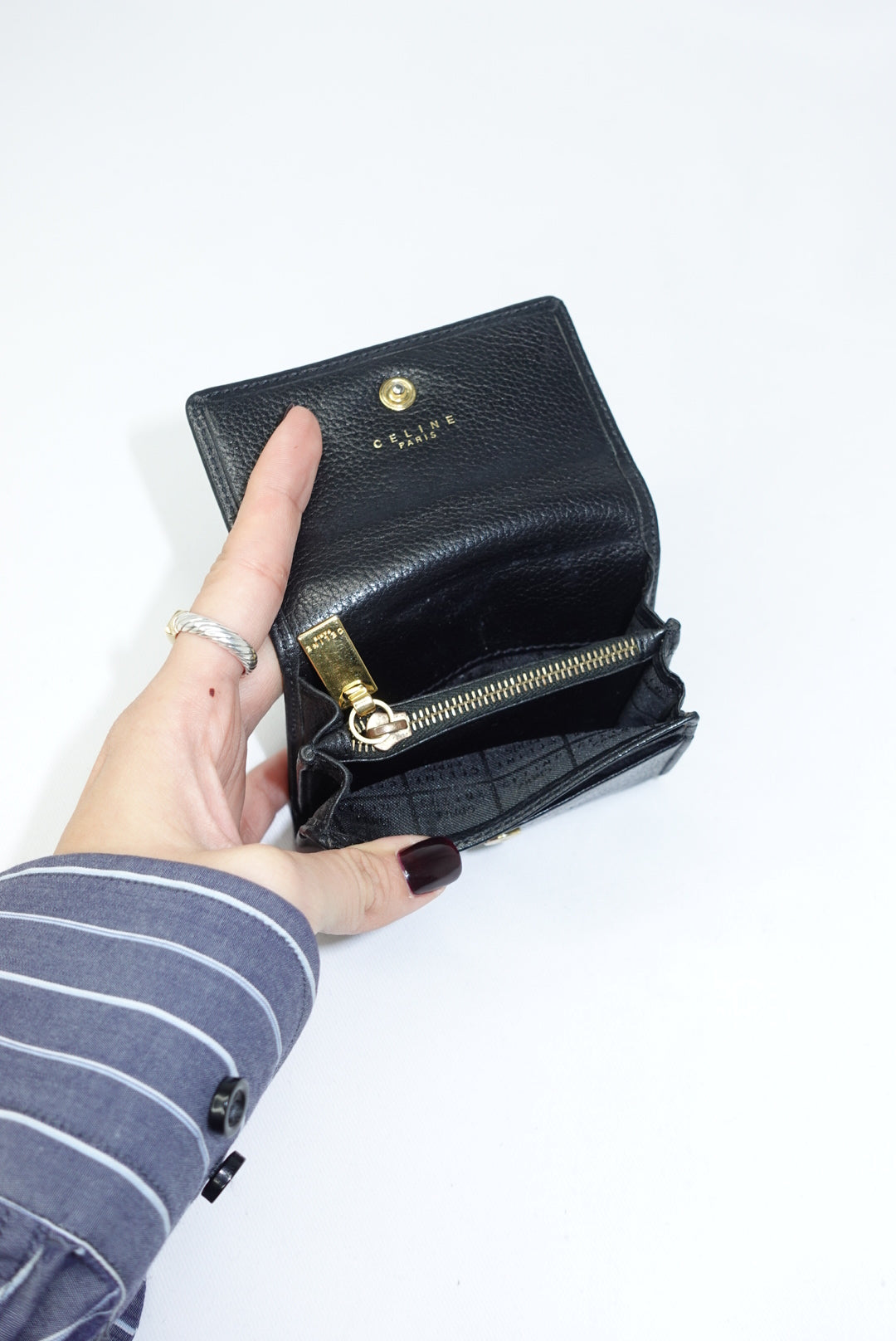 Celine Black Leather Vintage Wallet