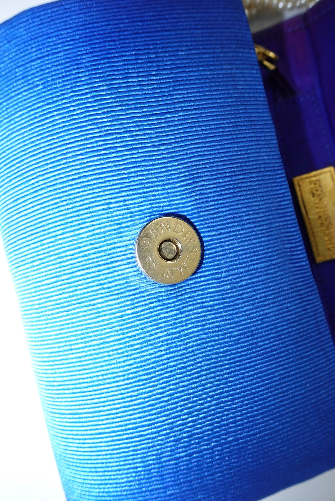 Fendissime Vintage Electric Blue and Gold Pearl Chain Bag