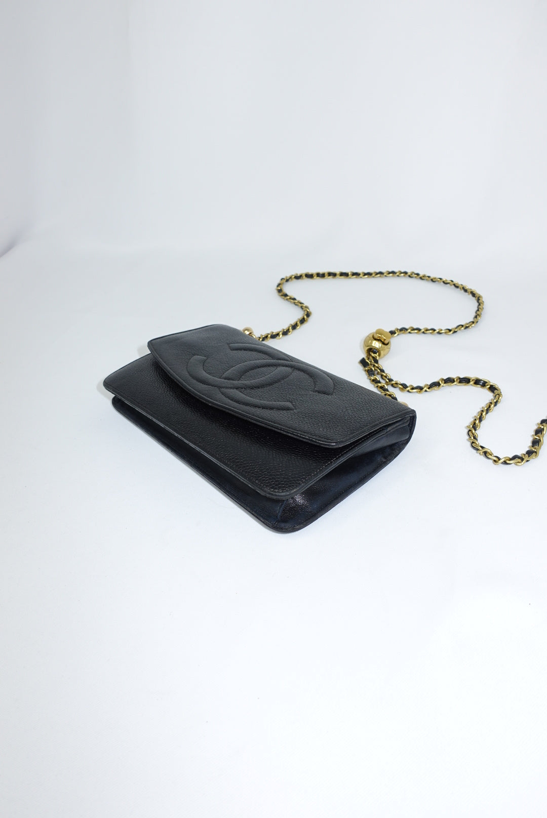 Chanel Re-Worked Vintage Flap W.O.C. Black Caviar CC logo