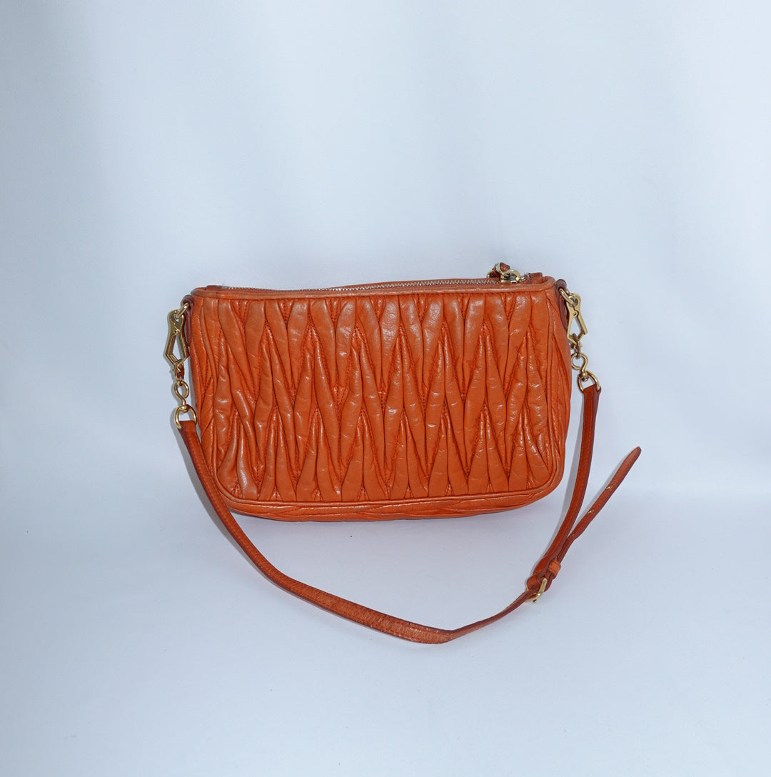 Miu Miu Orange Matelasse Shoulder Bag