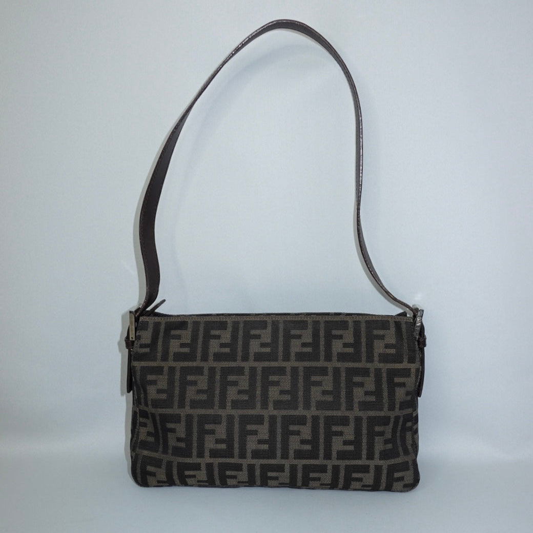 Fendi Zucca Monogram Canvas Baguette Tote Bag