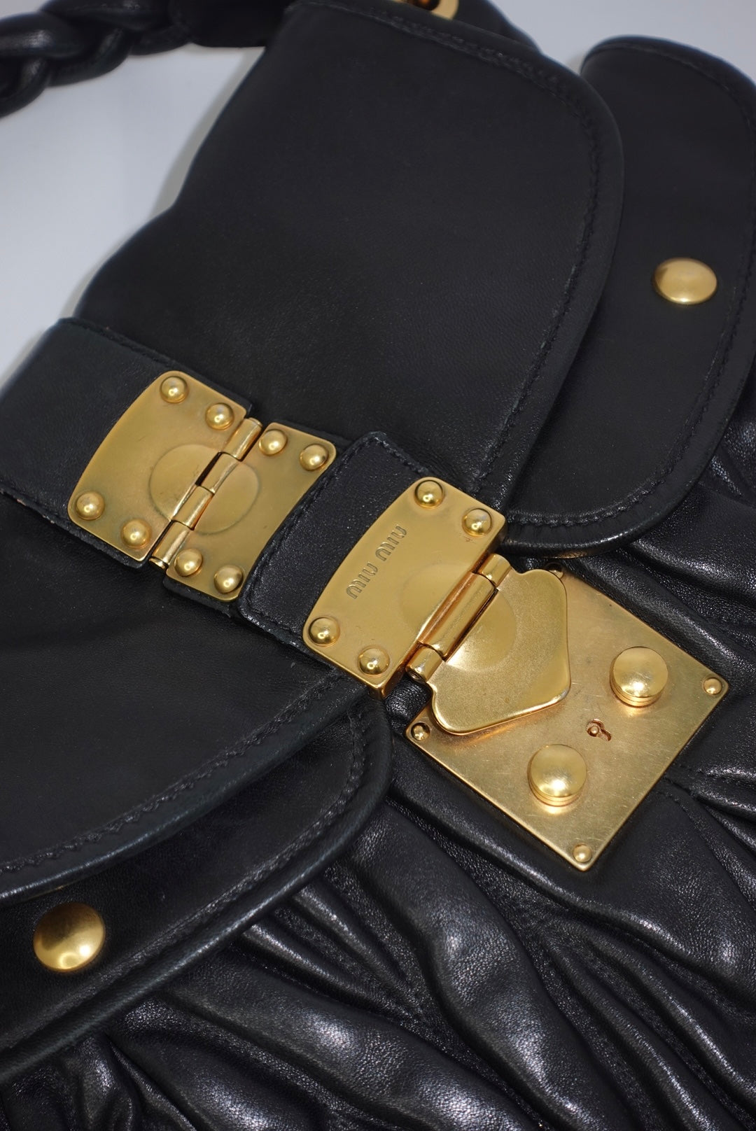 MIU MIU Vintage Coffer Black Matelassé Bag