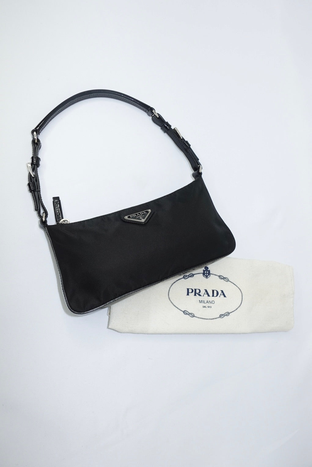 Prada Vintage Nylon Black Shoulder Bag Y2K