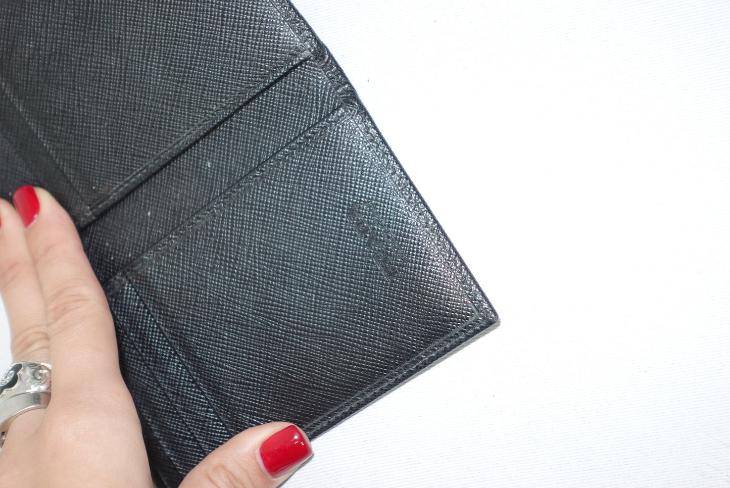 Prada Black Leather Logo Card Holder w/ Box