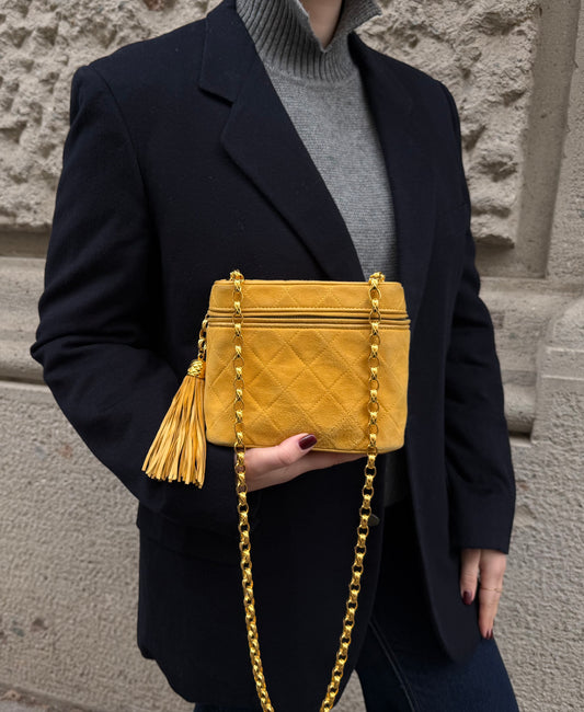 Chanel Vintage Mustard Yellow Vanity Shoulder Bag