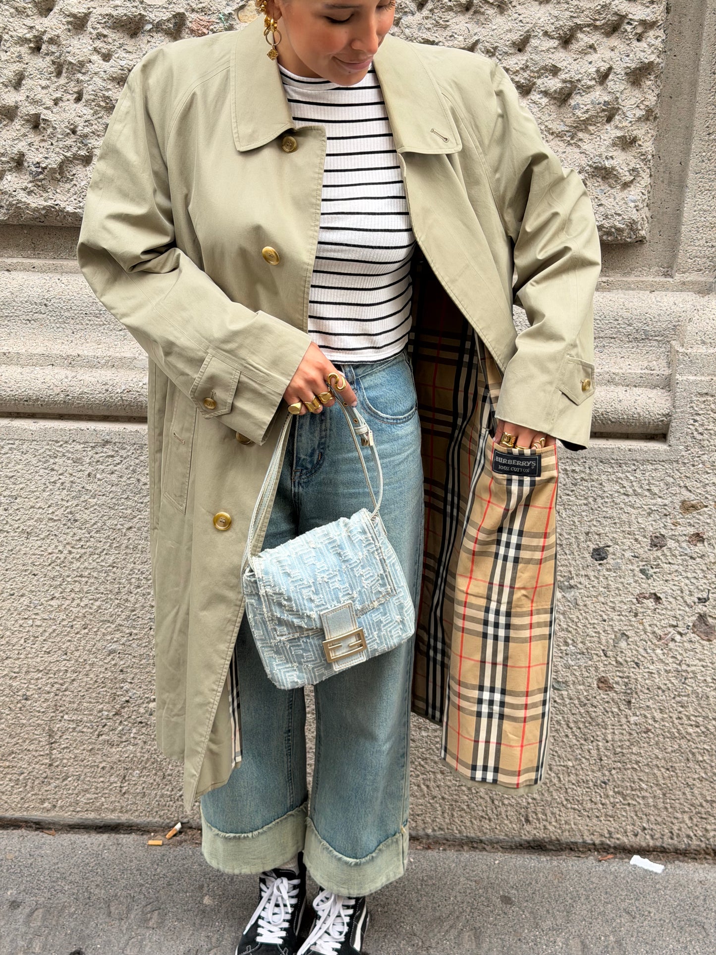 Burberry Khaki Vintage Trench Coat