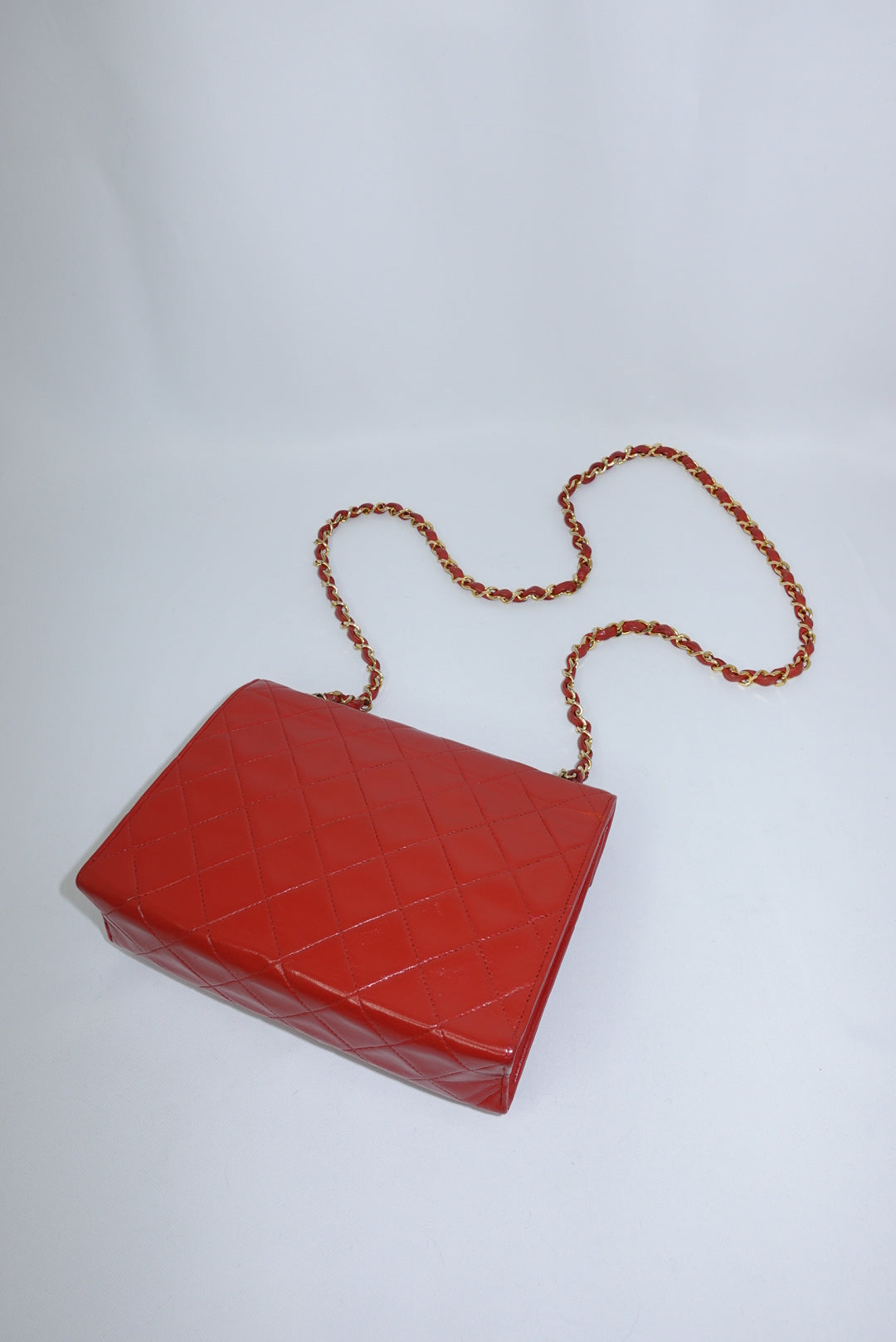 Chanel Vintage Camera Bag CC Logo Red Lambskin