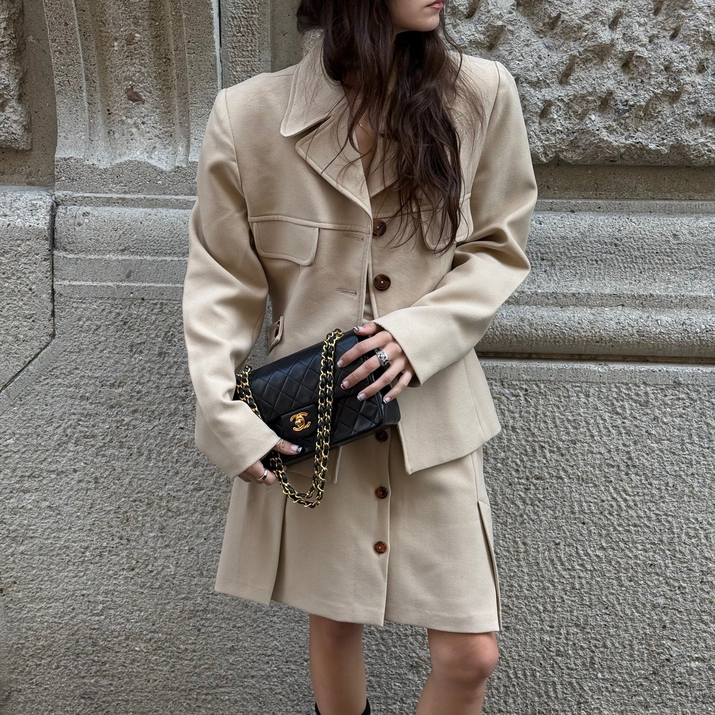Beige Tailored Set (skirt + blazer)