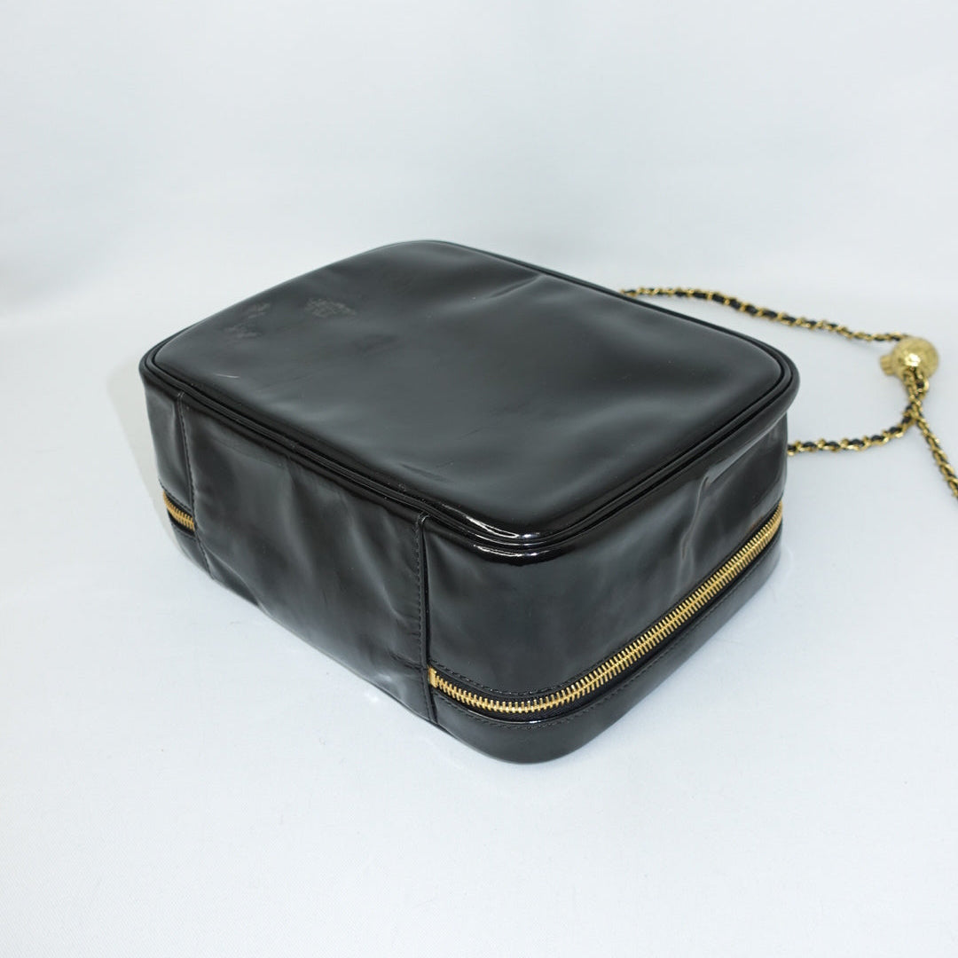 Chanel Black Patent Leather  Vanity Bag