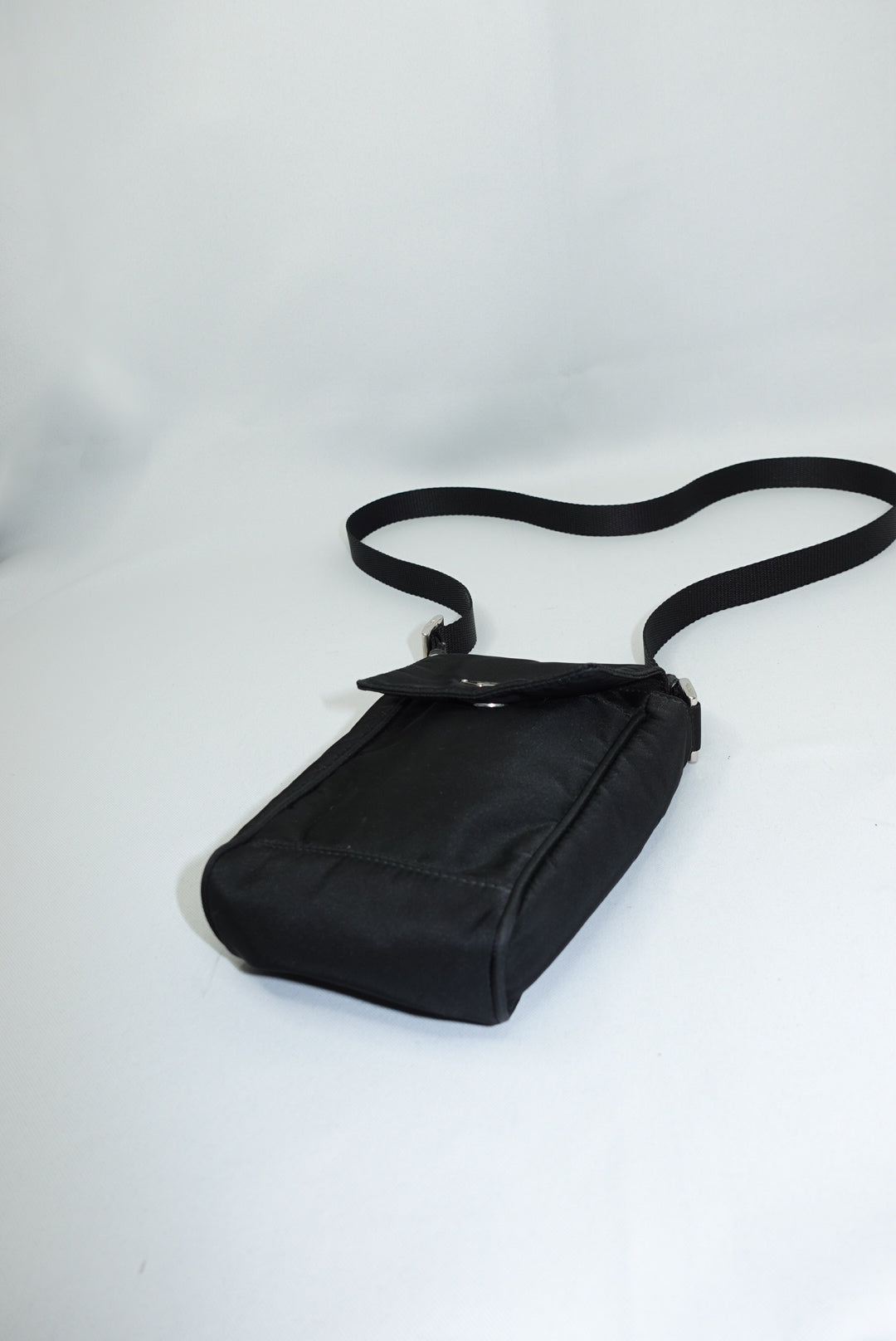 Prada Nylon Black Vintage Silver Toned Hardware Mini Crossbody Bag