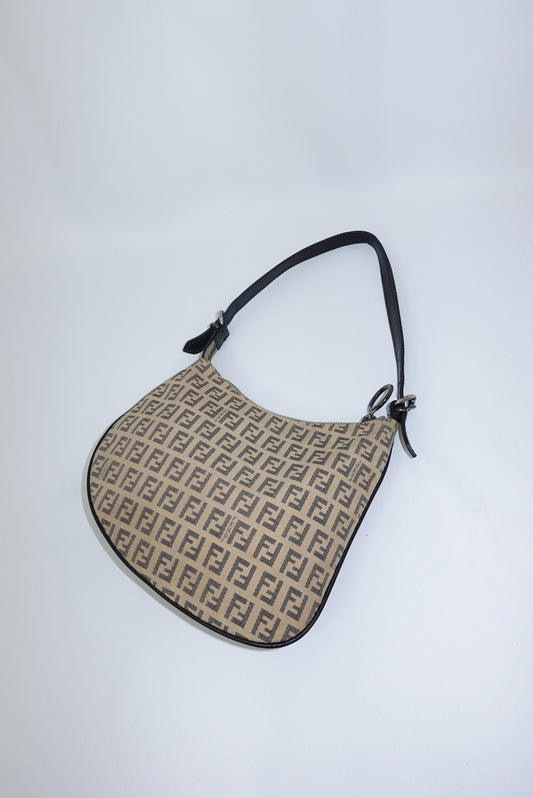 Fendi Light Brown Vintage Oyster Vintage Bag with FF Zucchini Canvas