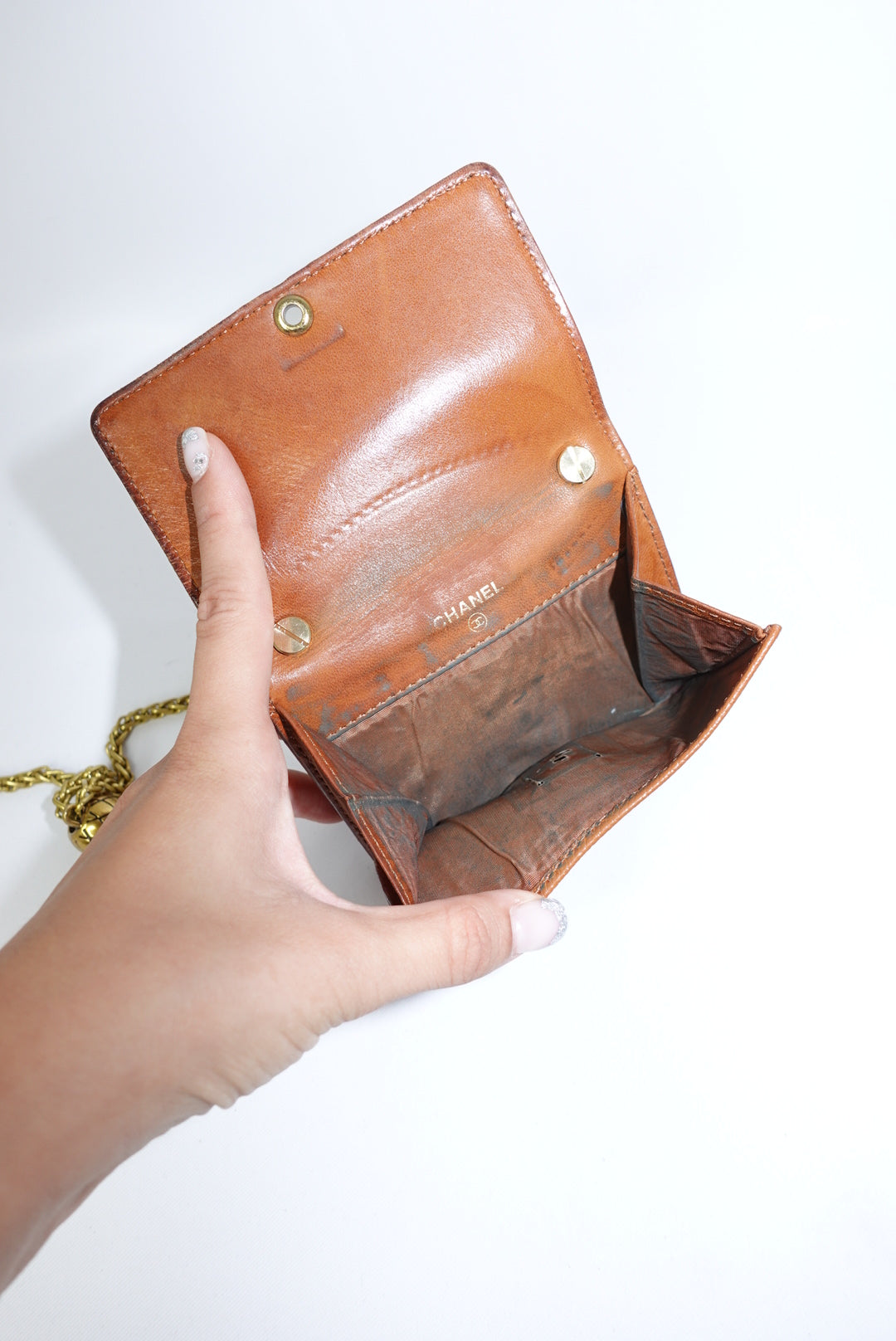 Re-Worked Chanel Vintage Caramel Brown Small W.O.C.