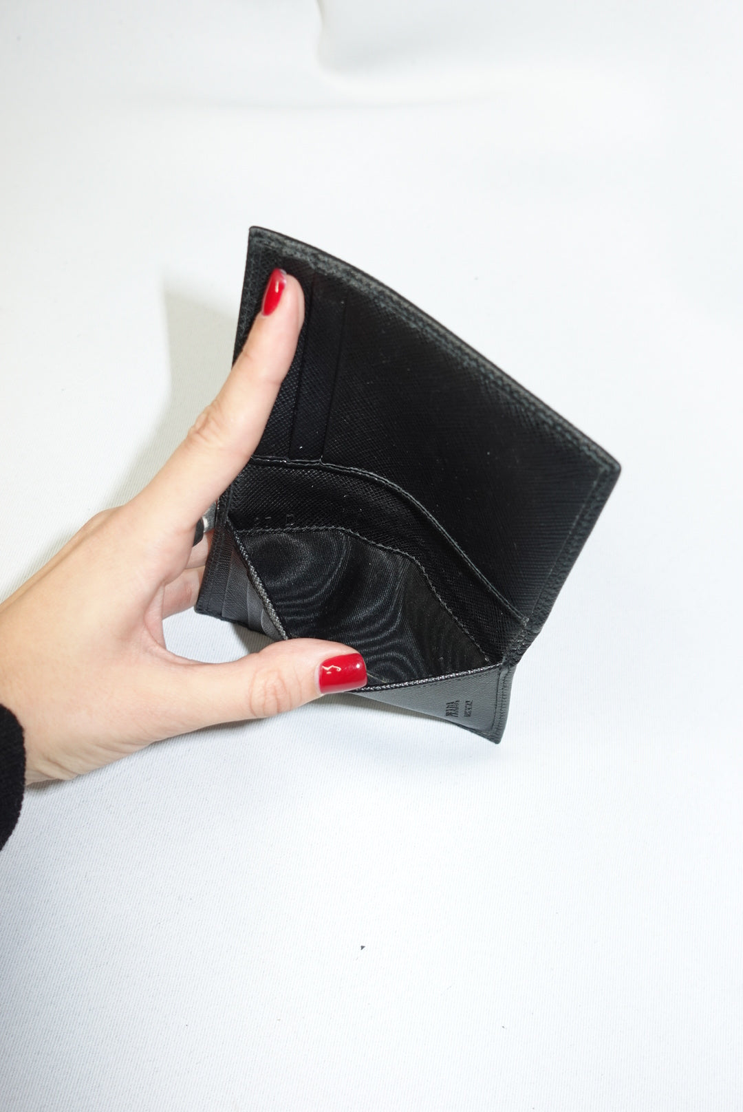 Prada Black Leather Logo Card Holder w/ Box