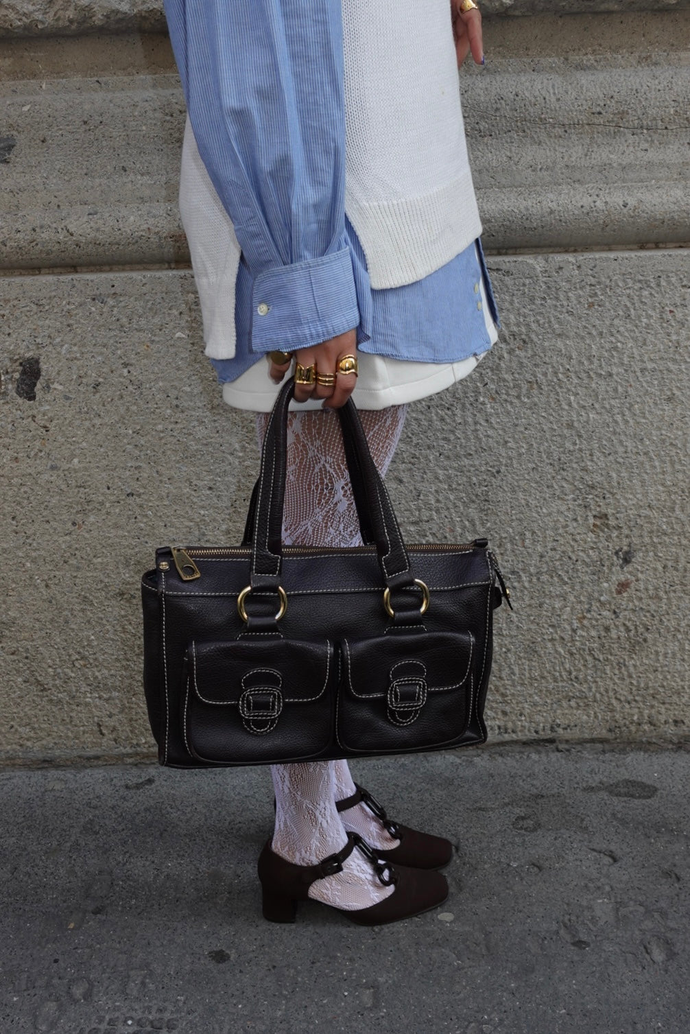 Vintage Prada Brown Tec. Fabric Pumps