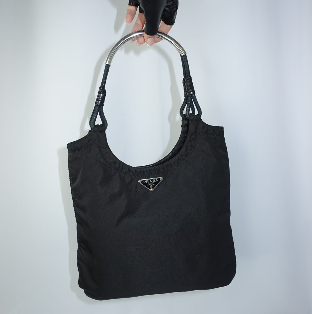 Prada Nylon Tote Metal Strap