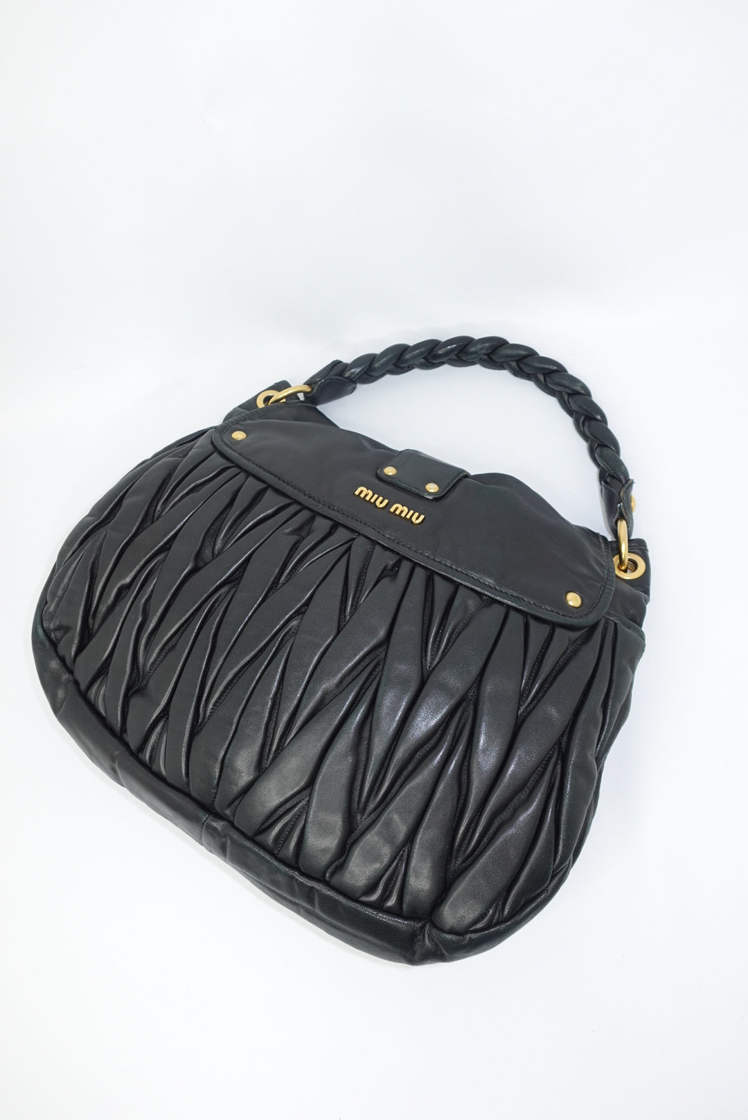 MIU MIU Vintage Coffer Black Matelassé Bag