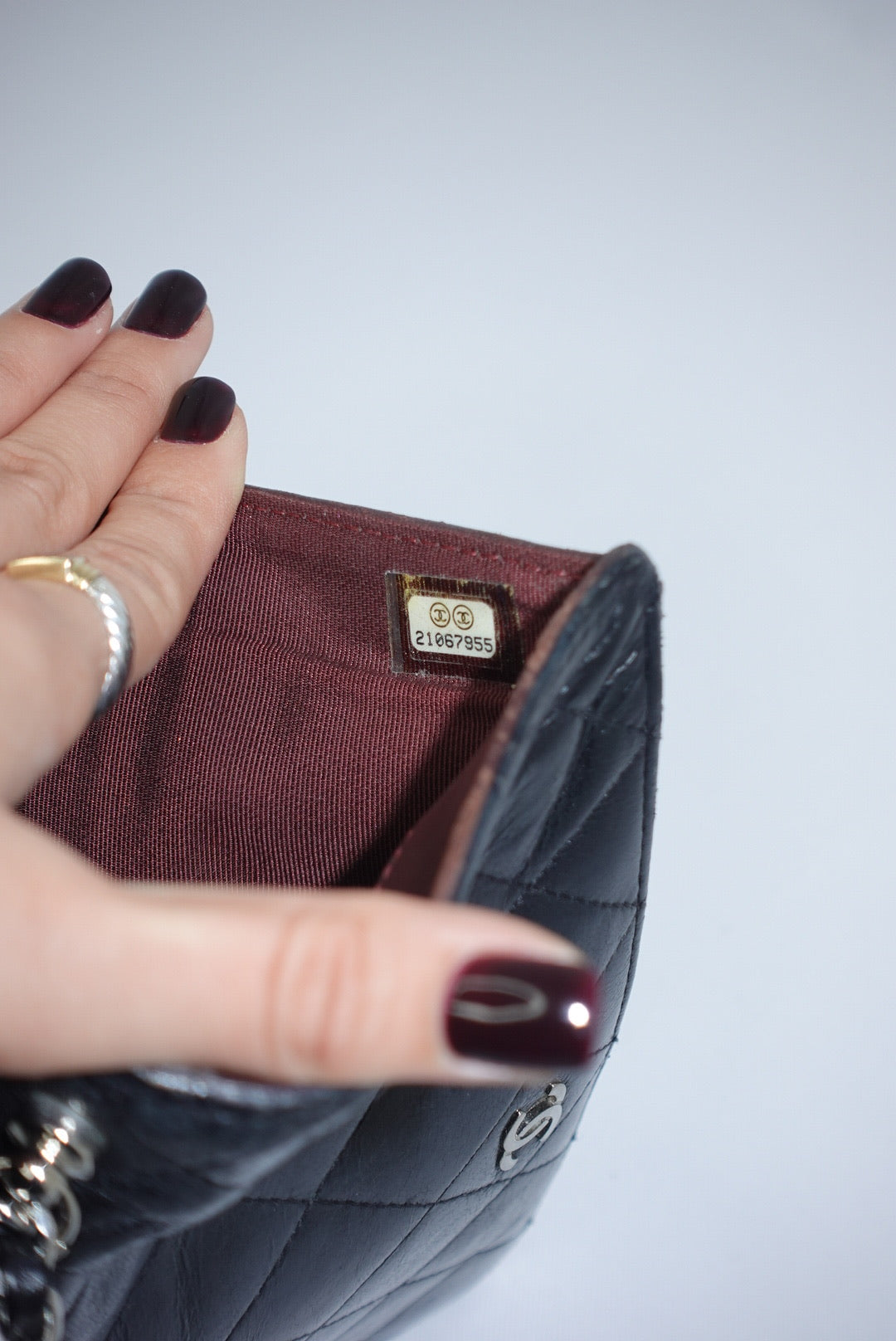 Chanel Re-Worked Black Timeless Bifold Vintage Wallet with Chain