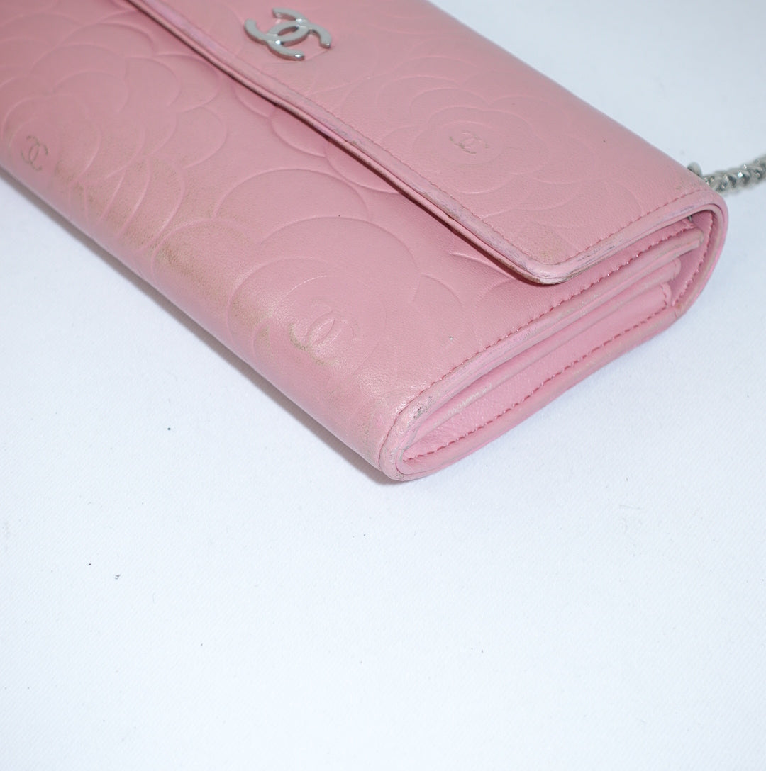 Chanel Pink Camelia Wallet w/Chain