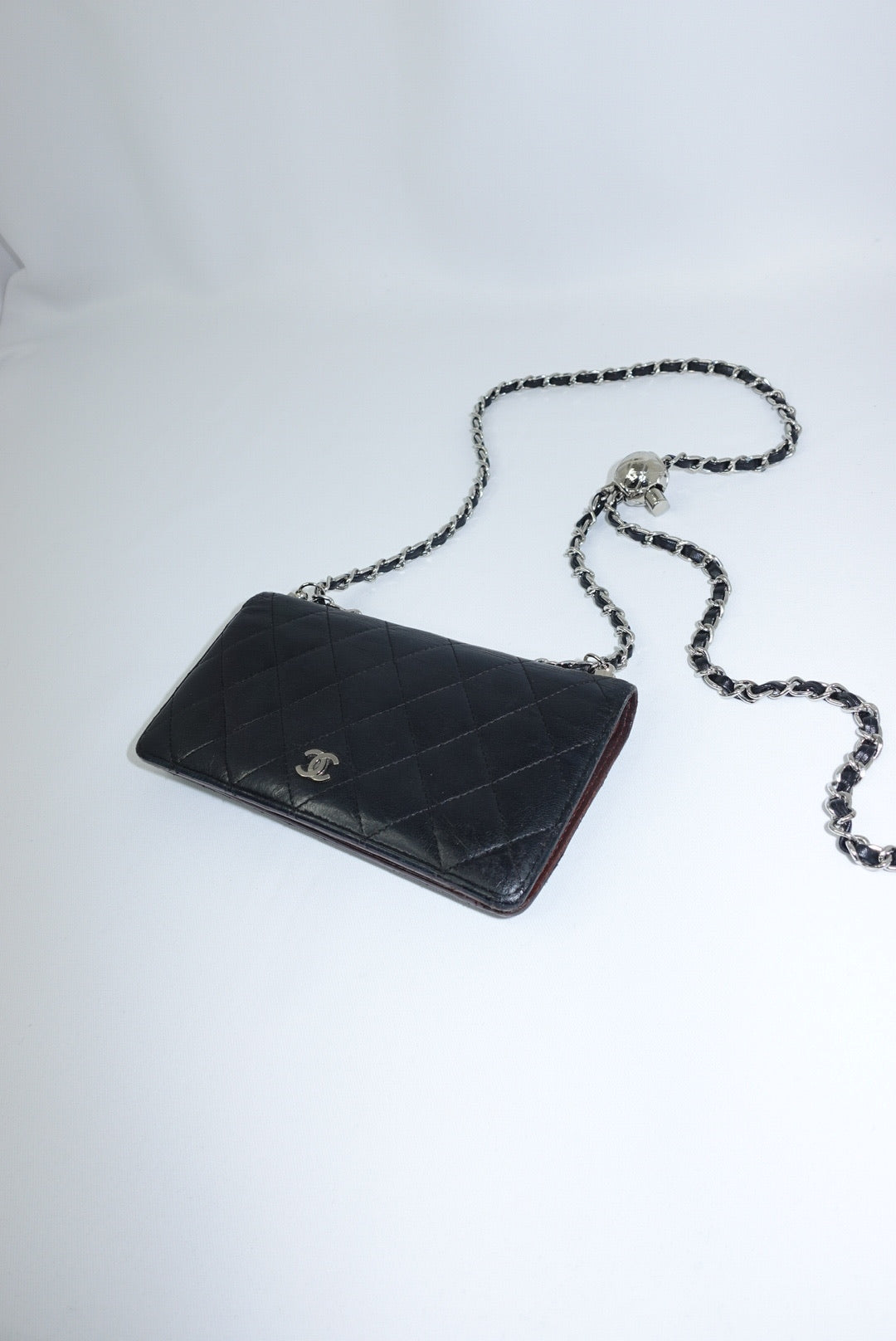 Chanel Re-Worked Black Timeless Bifold Vintage Wallet with Chain