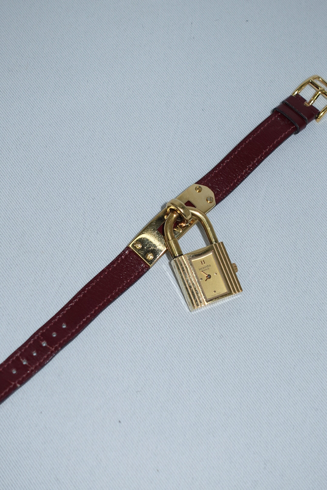 Hermès Kelly Vintage Watch with Burgundy Strap