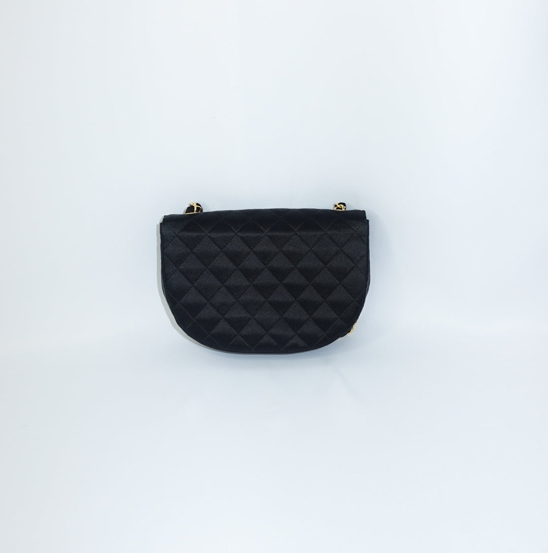 Chanel Vintage Half Moon Satin Vintage Mini Bag