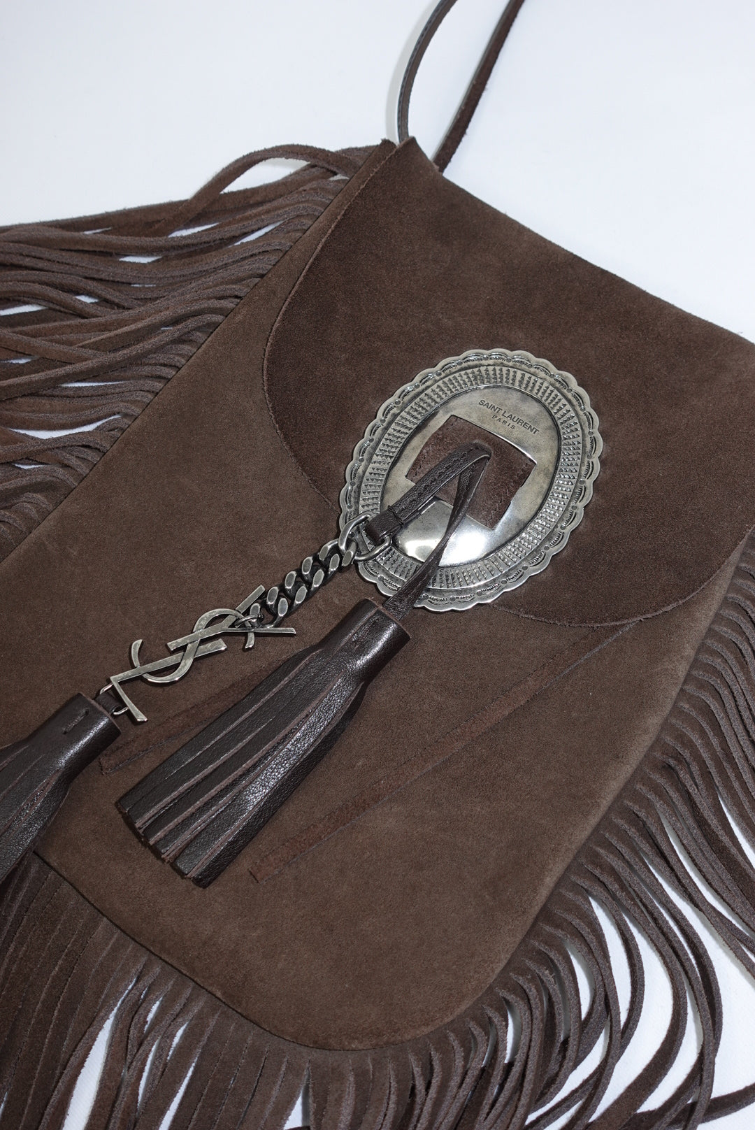 Yves Saint Laurent Vintage Suede Fringe Brown Bag