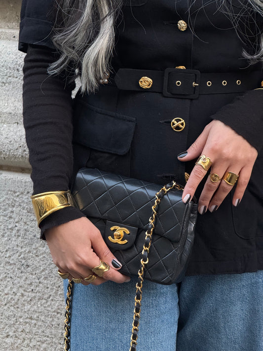 vintage chanel mini square black classic timeless
