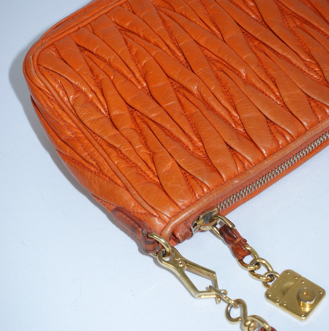 Miu Miu Orange Matelasse Shoulder Bag