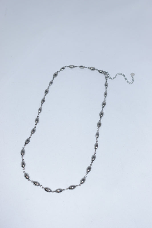 Stainless Steel Oval Spheres Silver Toned Necklace