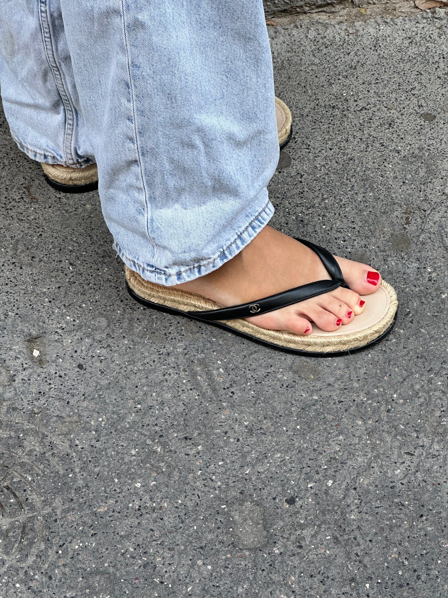 Chanel Black Vintage Espadrilles Sandals