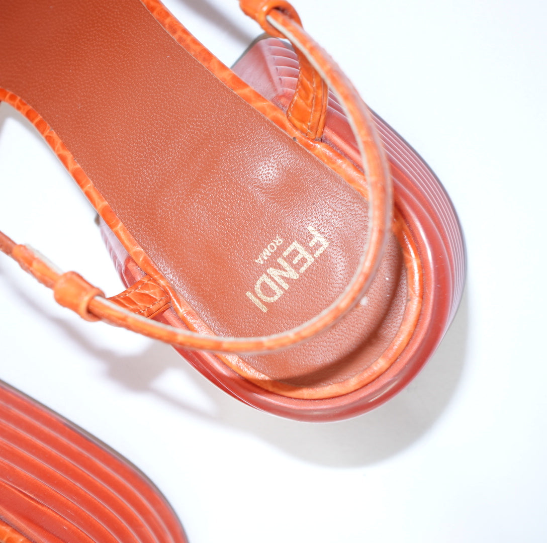 Fendi Orange Mule Heels