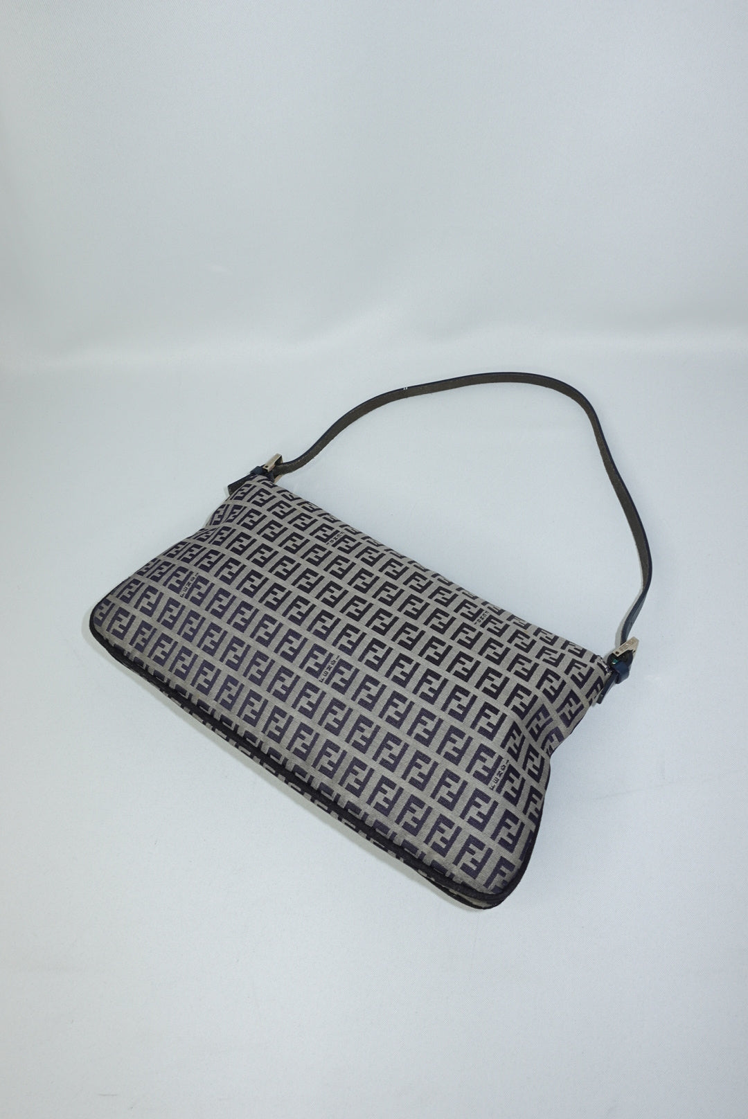 111. Fendi Zucchini Vintage Baguette in Navy Canvas Monogram