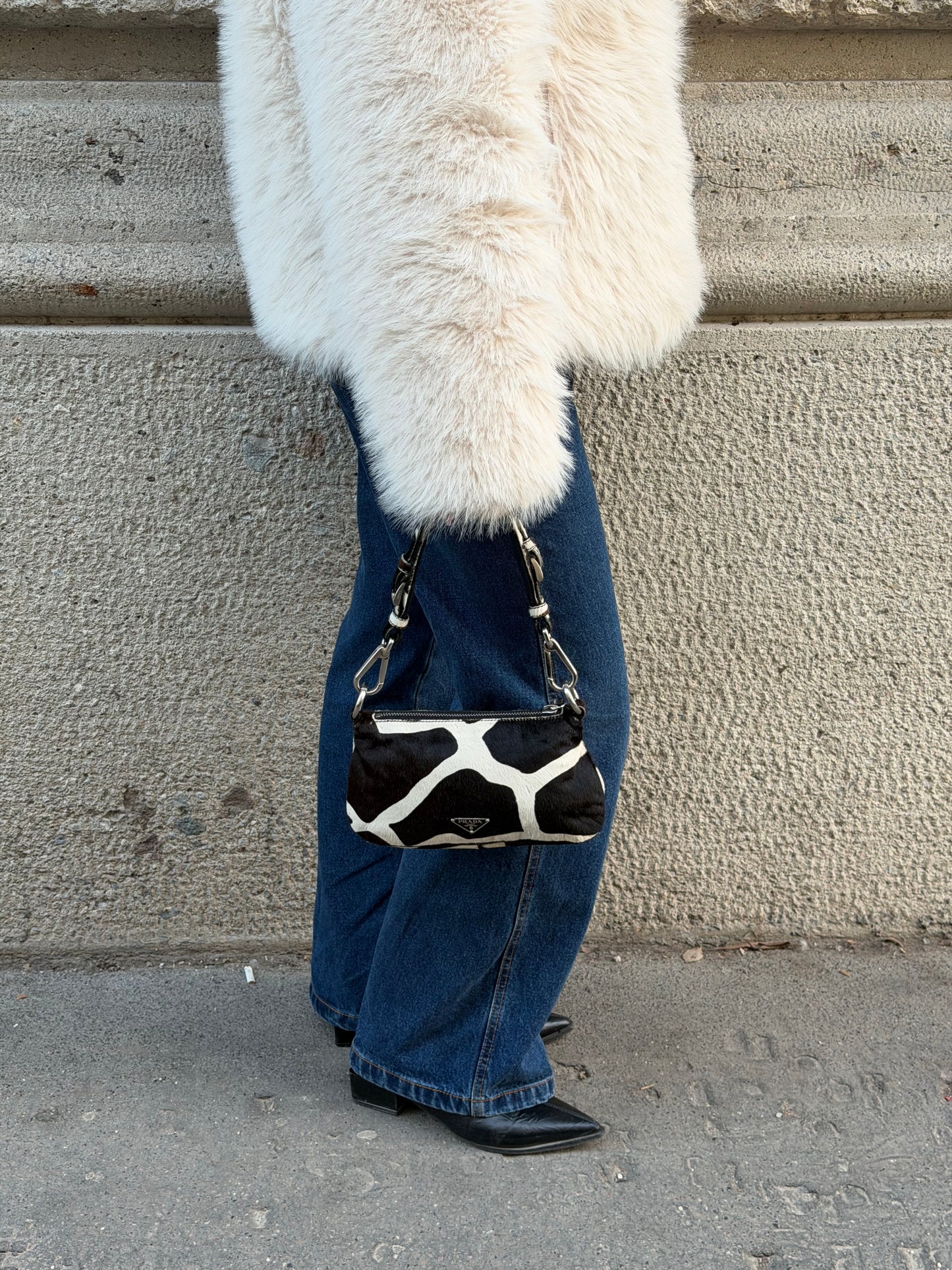 vintage prada brown pony hair bag