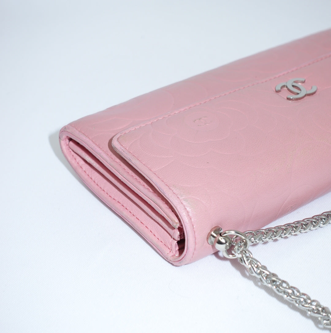 Chanel Pink Camelia Wallet w/Chain