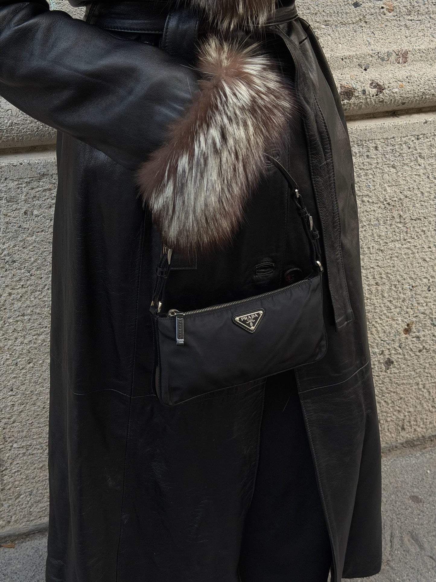 Prada Vintage Nylon Black Shoulder Bag Y2K