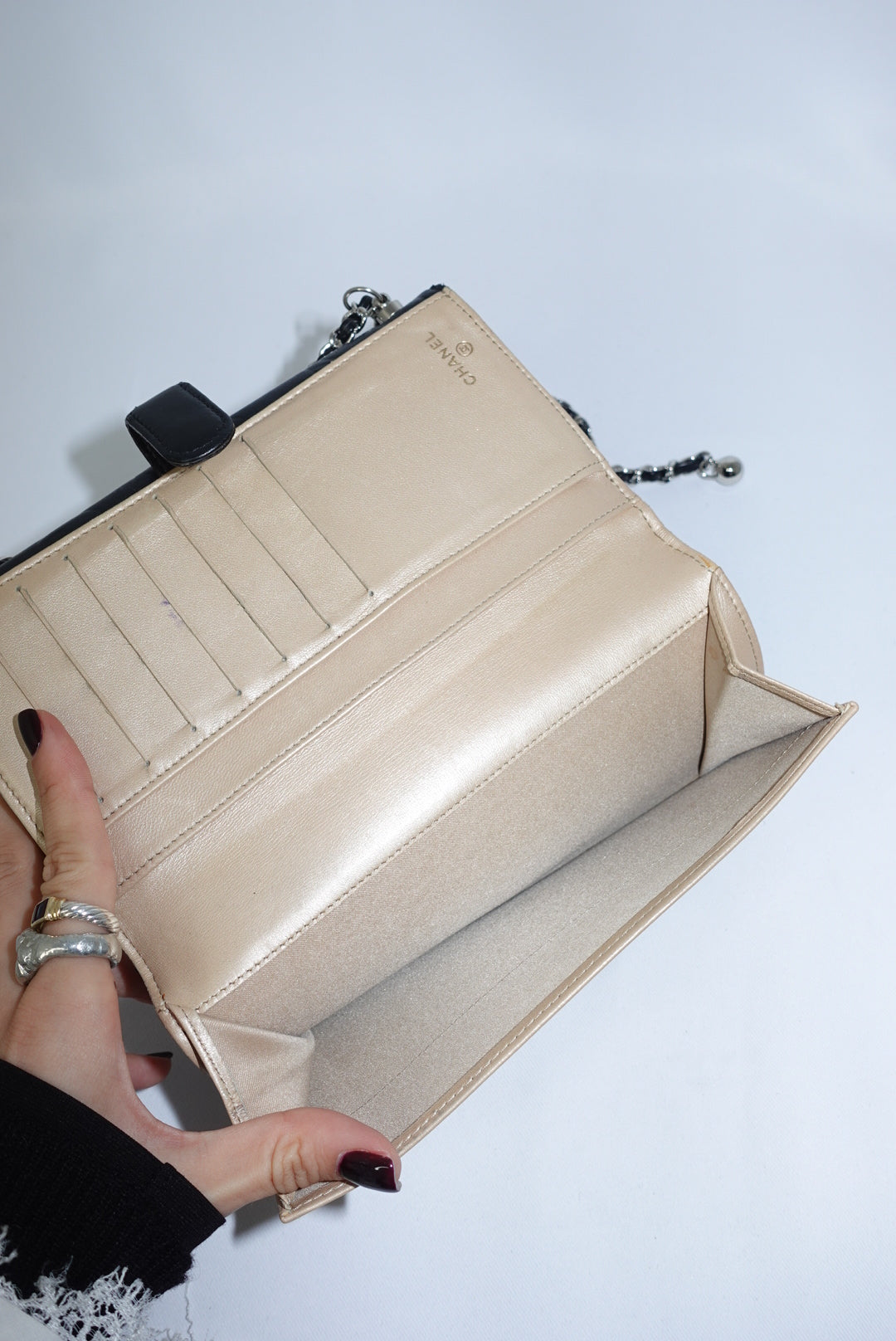 Chanel Re-Worked Flap Vintage Camellia Limited Edition Wallet with Chain