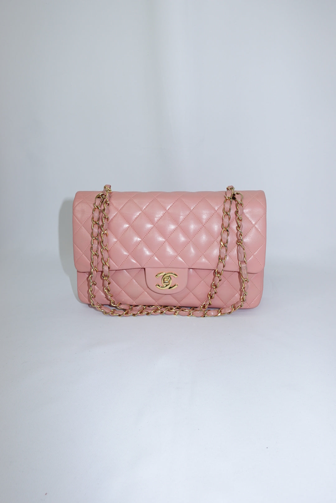 Chanel Vintage Timeless Classic 23 Double Flap Bubblegum Pink