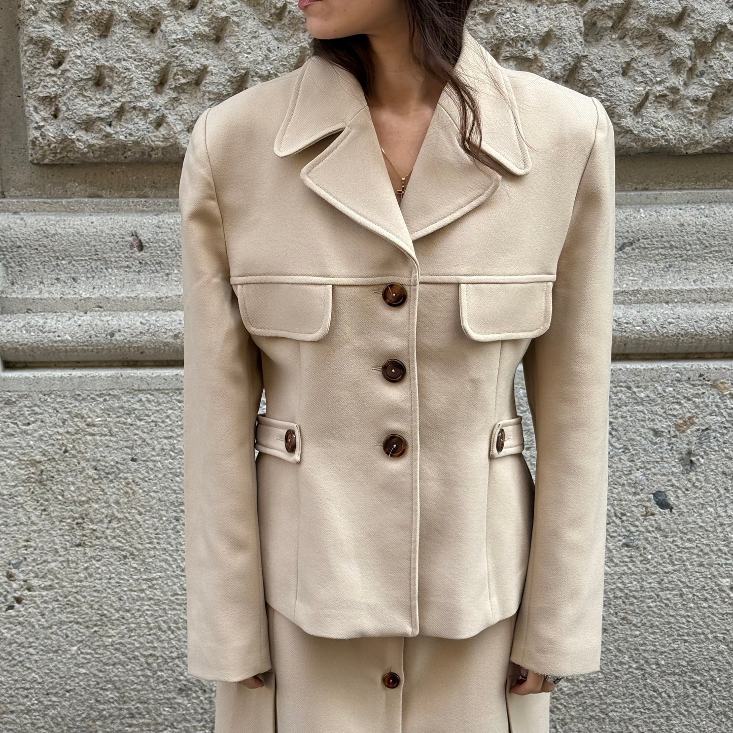 Beige Tailored Set (skirt + blazer)
