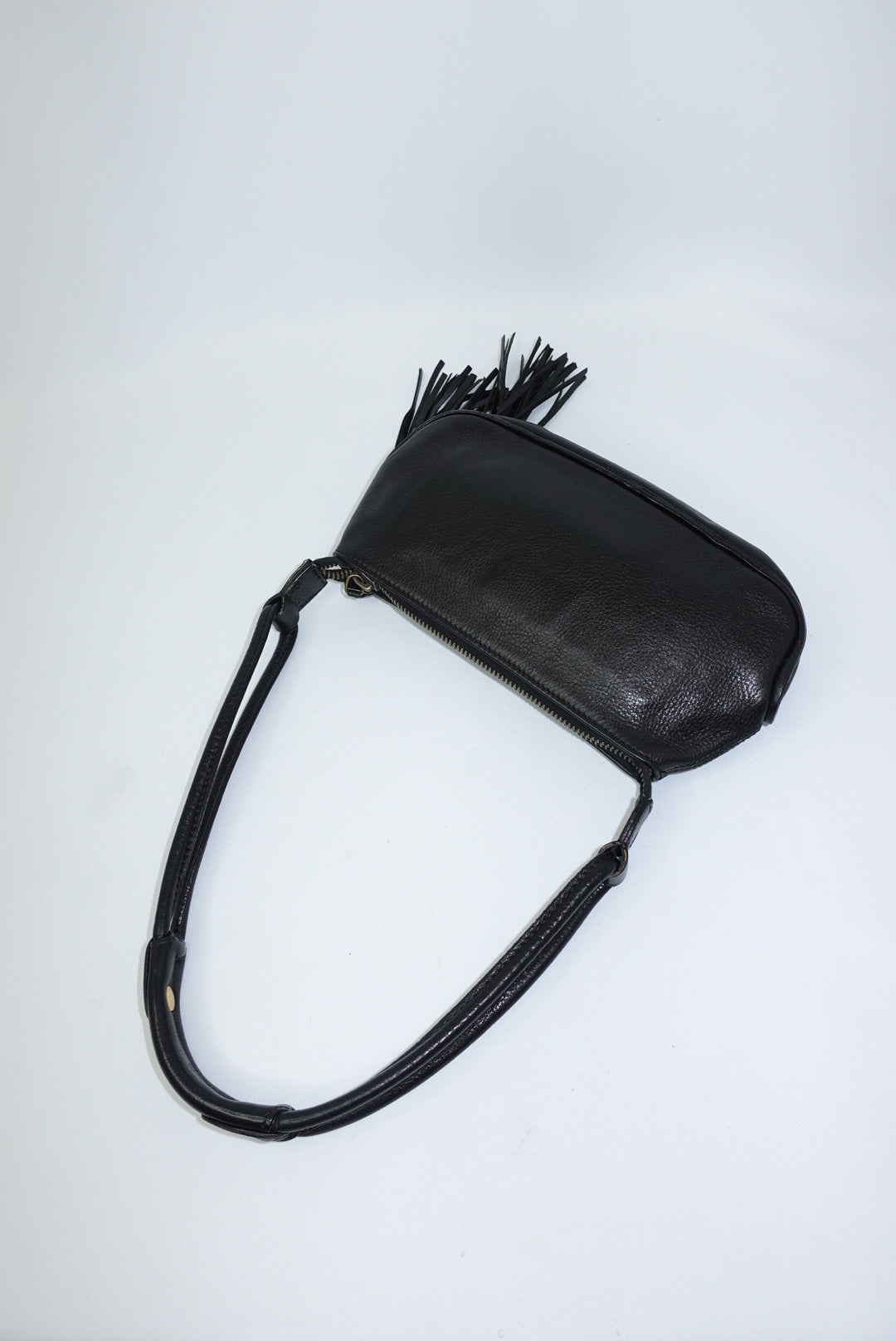 Ferragamo Black Fringe Vintage Shoulder Bag