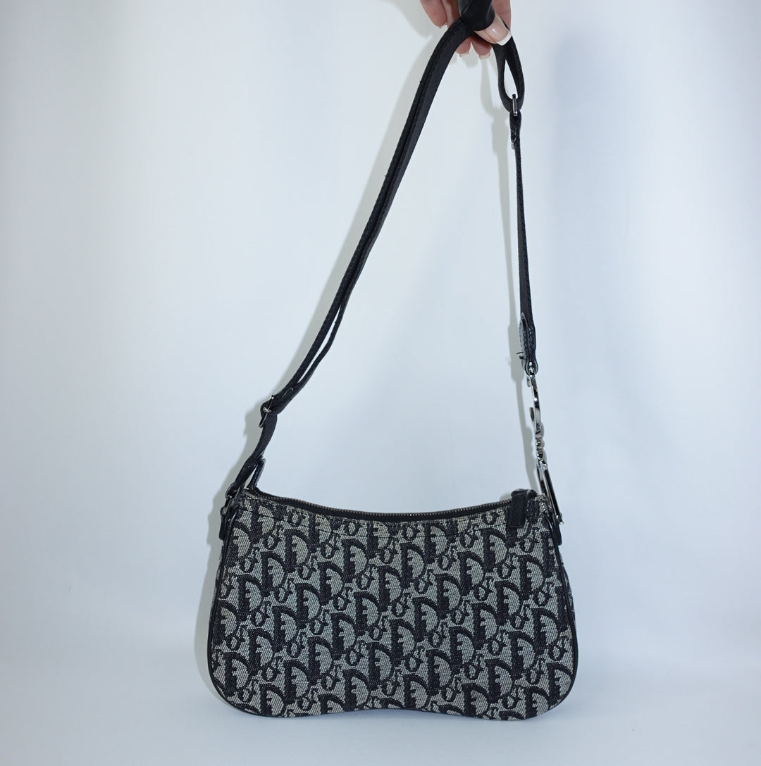 Dior Saddle Flap Monogram Canvas Shoulder Bag